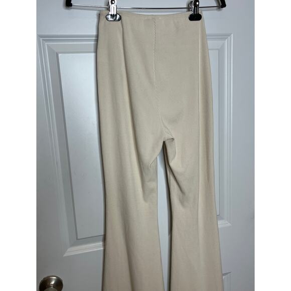 Princess Polly Cream Ribbed V Front Flare Pants Size 4 - Picture 4 of 8